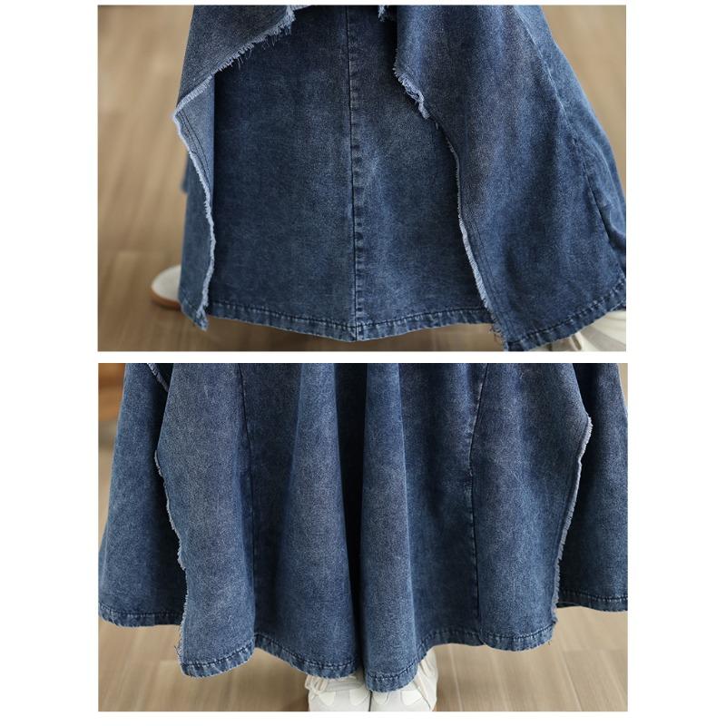 Autumn Winter Plus Size Women Jeans Long Pants Trousers Loose Wide Leg Pants Casual Denim Skirt Pants