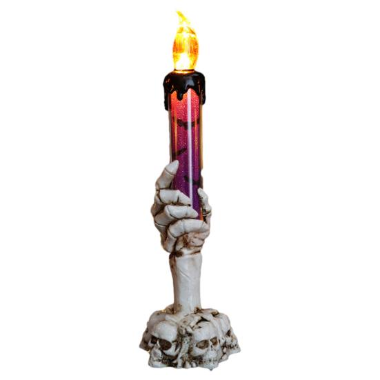 Vintage Style Halloween Ornaments LED Ghost Candle Light, Spooky Hand Lamp Flameless Flickering Lamps Tabletop Decor, Horror Light for Party