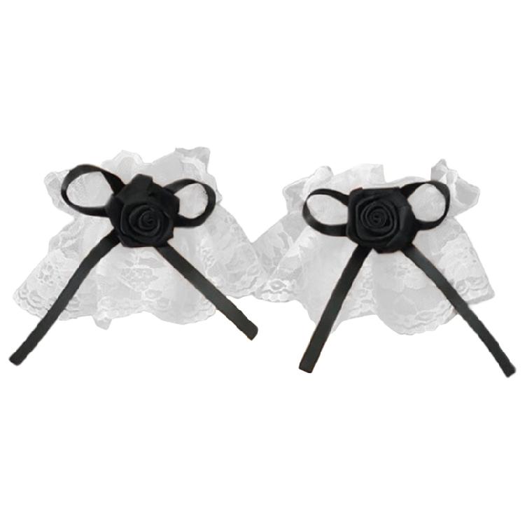 Elegant Ribbon Lace Wrist Cuff False Sleeves Bowknot Jabot Costume Accessory Ribbon Ruffled Brim Crosses Wristband