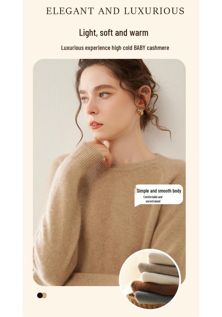 Women's Soft Cashmere Knit Long Sleeve Raglan Sweater - Warm, Loose, Comfortable, Versatile Layering Top