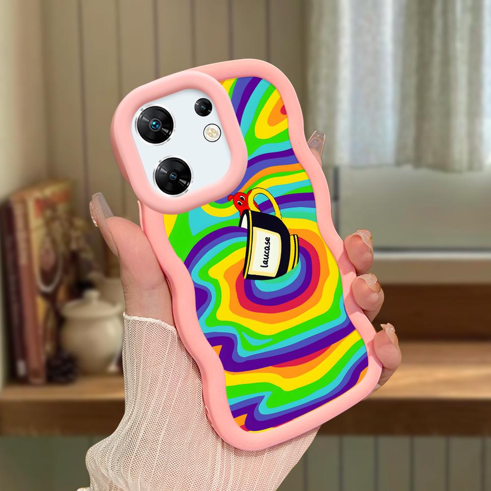 Silikonový kryt Big Wave Edge z měkkého silikonového materiálu Macaron, nárazuvzdorný ochranný gumový kryt pro OPPO Reno Realme Infinix Tecno