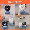 Plush Angry Cat Keychain With Denim Overalls For Anime Collectors And Gift Givers
