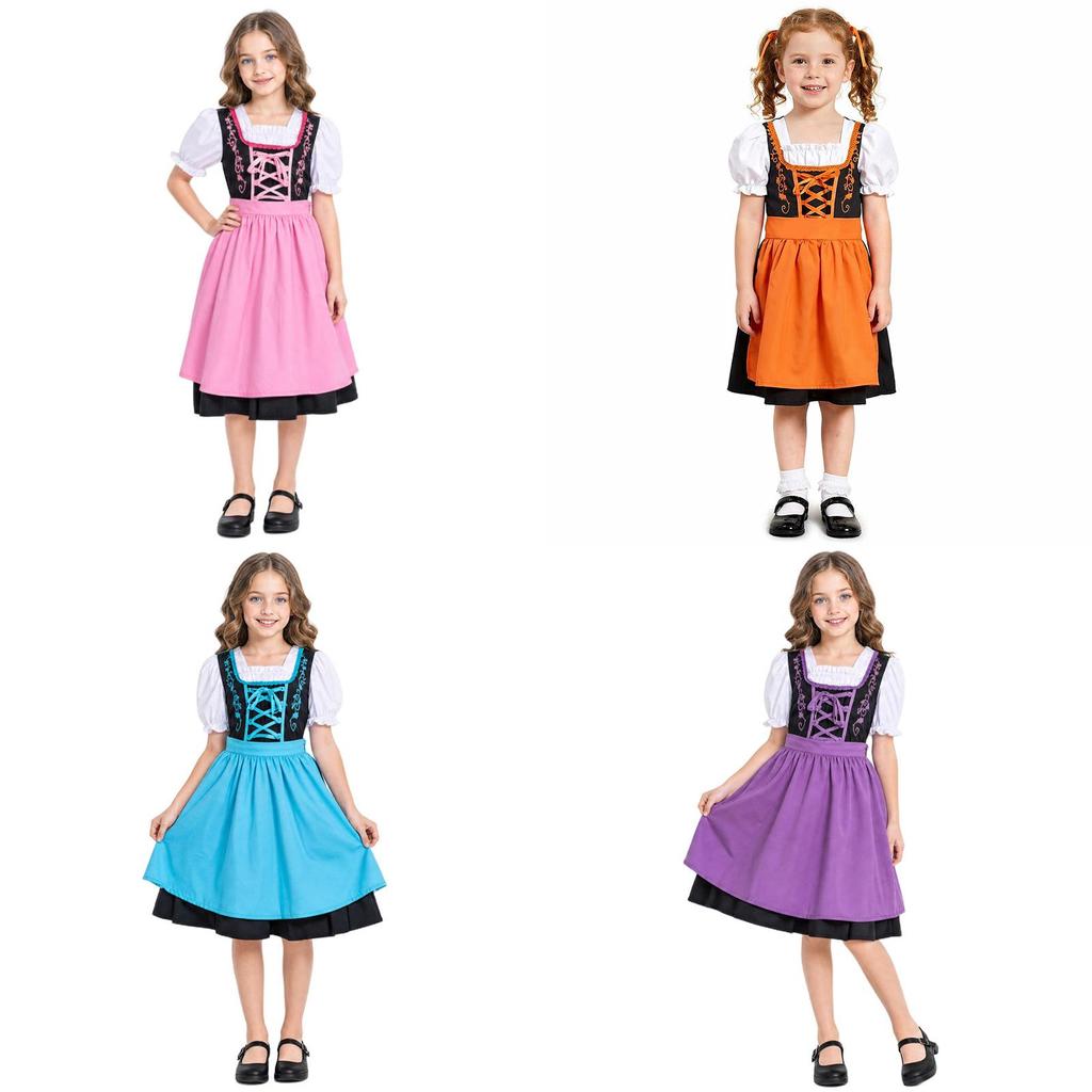 Halloween Costume For Girls Oktoberfest Cosplay Dress With Polyester Fabric For Kids