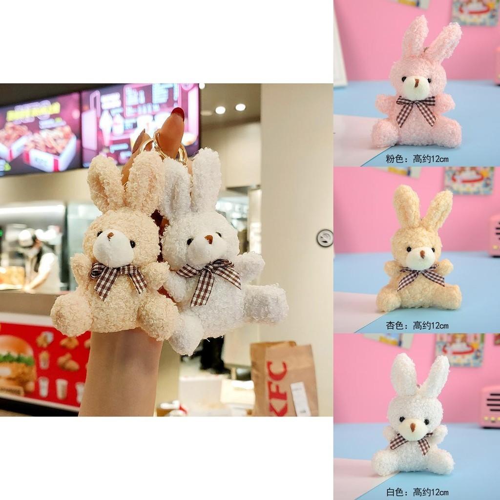 Bunny Orange Adorable Plush Keychain Soft Fur With Bow And Clip Golden
