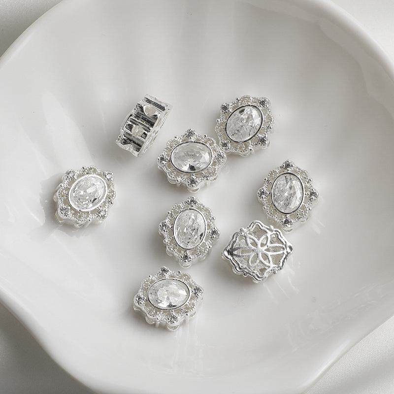 14K Gold-Filled Zircon Lace Rhombus Spacer Beads Round Pearl Necklace DIY Jewelry Accessories