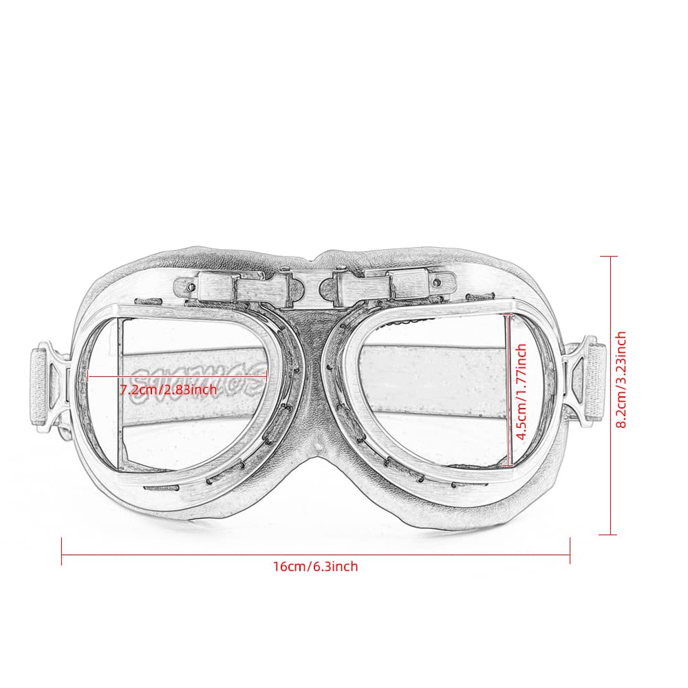 [Evomosa] Vintage Pilot-Style Motorcycle Goggles Eyewear for Half Helmets