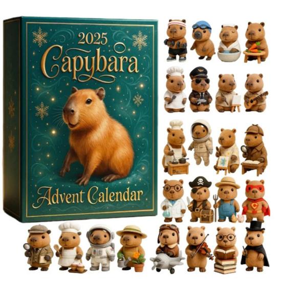 2025 Capybara Advent Calendar 24 Days Christmas Countdown Calendar with 24 Pcs 2D/3D Capybara Ornaments Surprise Gift for Holiday Decor