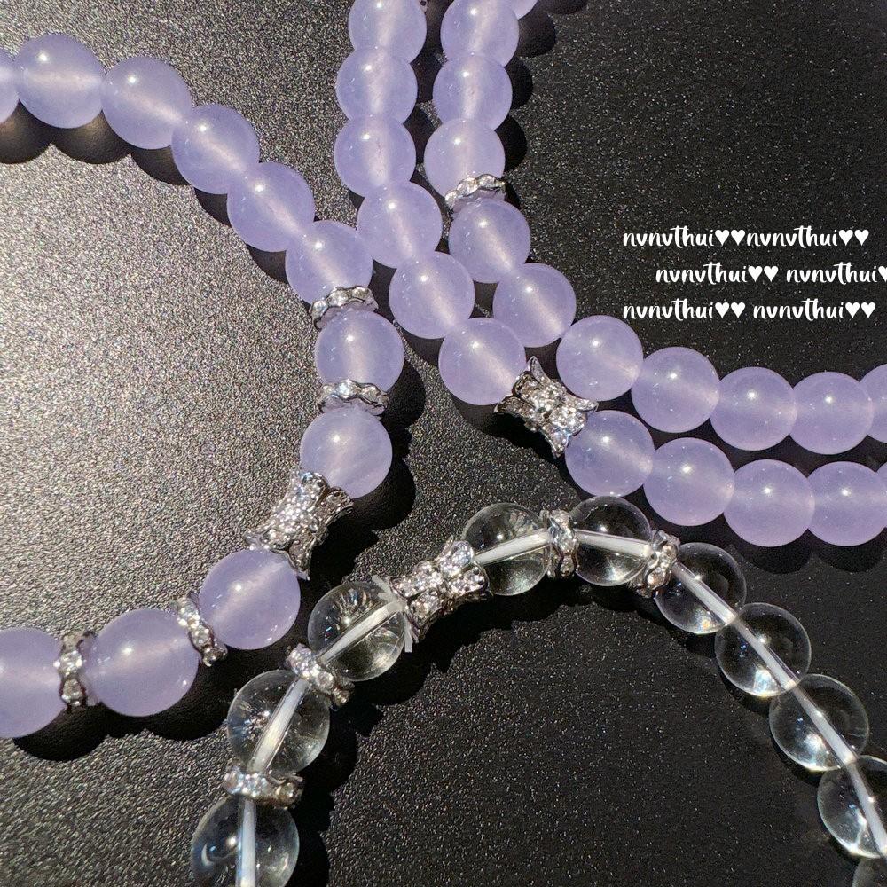 New Chinese Madagascar Purple Chalcedony Beaded Bracelet Concubine Smile Smoke Purple Small Waist Ice Bead Bracelet