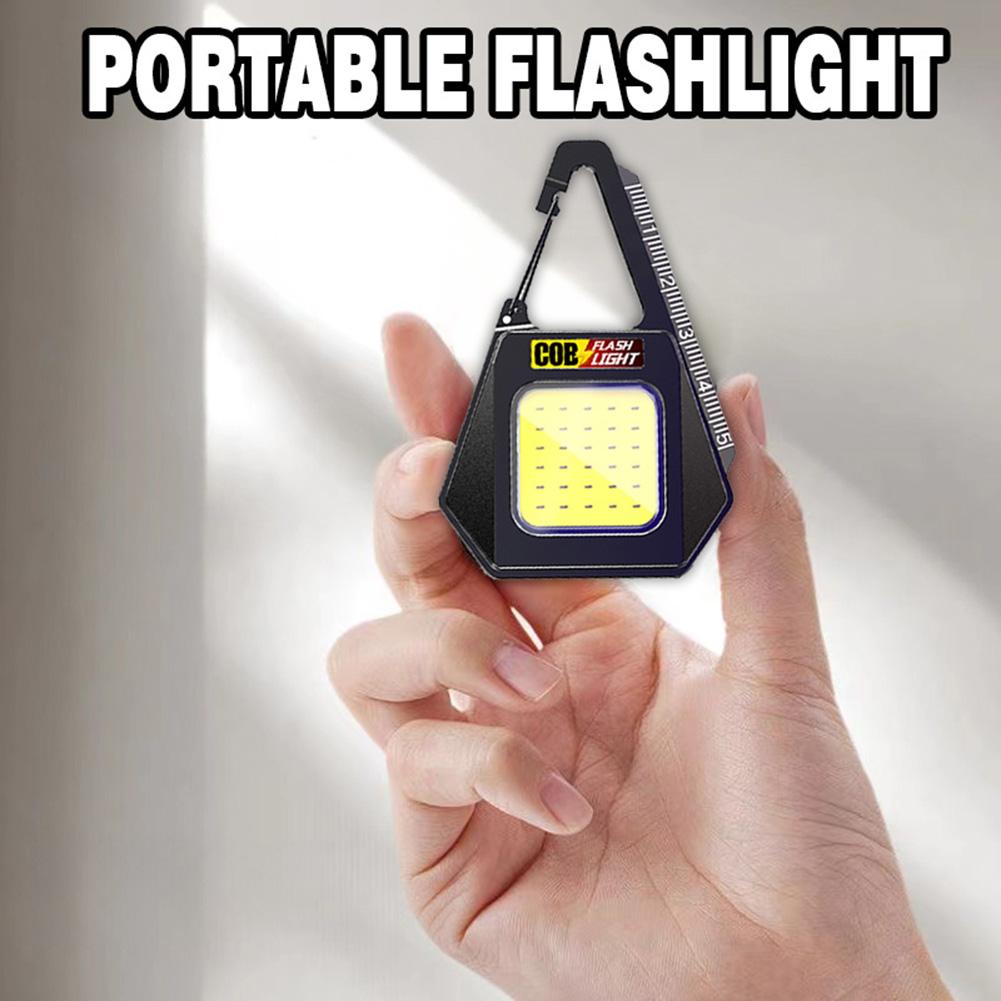 LED COB Keychain Light 200mAh Camping Pocket Lamp IPX4 Waterproof Handheld Emergency Light with Hook for Camping Fishing Walking