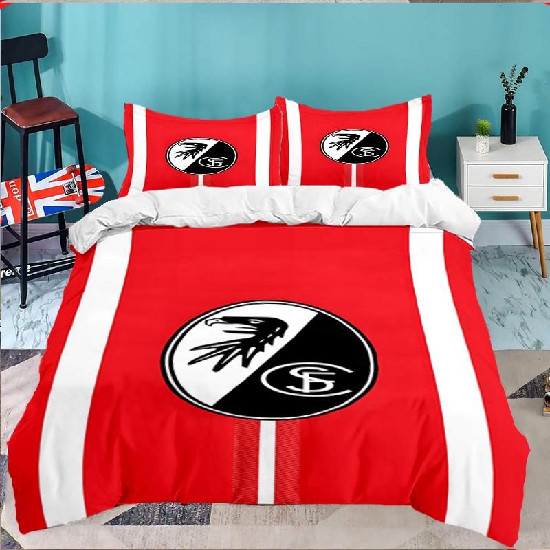 3PCS Eagle Symbol Frei-burg Football Bedding set,Ideal for1pc Duvet Cover And 2pcs Pillowcases Perfect for Christmas gift,Ideal for Bedroom,Dormitory