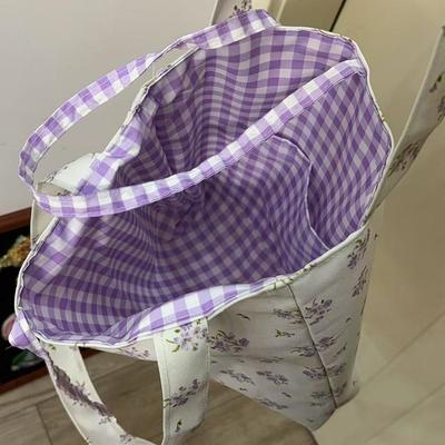 1 Pieza Corbata de Lazo Floral Coreana Bolso de Lona Para Mujer Primavera Verano Casual Versátil Gran Capacidad Bolso de Hombro Simple