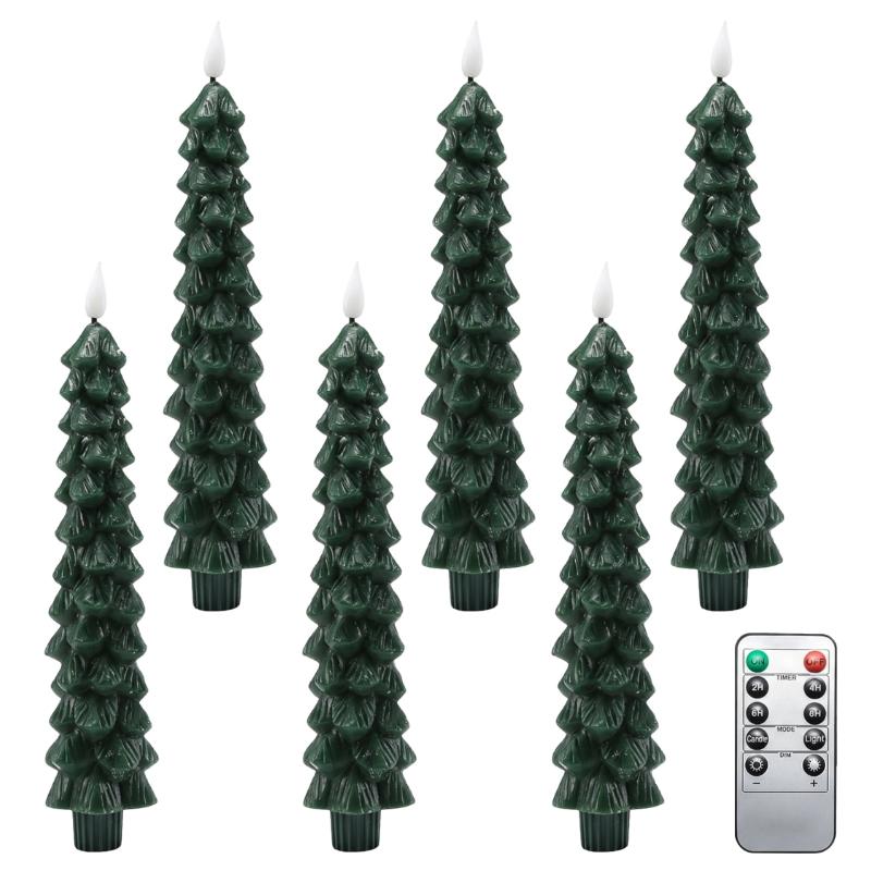 Christmas Tree Shaped Candles with Gold Powder Decorative Table Ornaments for Home Party New Year Xmas Festival Holiday Decoration