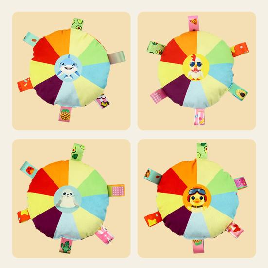 2 Pcs Rainbow Plush Flying Disc Dog Toy Interactive Sound Toy Outdoor Training Game Dog Chew Toy for Small Large Dogs