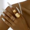 3Pcs/Set Punk Gold Color Lava Line Open Rings Set for Women Trendy Metal Smooth Geometric Finger Rings Jewelry 2025 New