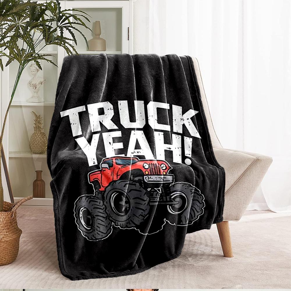 Truck Theme Printed Blanket - Perfect for Couch, Bed, Travel & Outdoor Use | Machine Washable, Cozy & Durable.