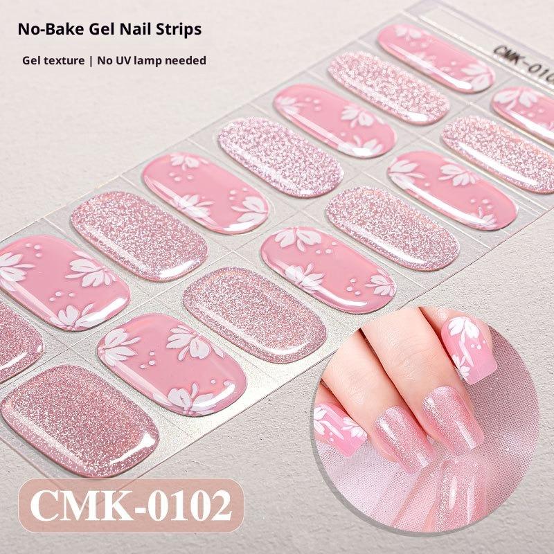 Cat-Eye Nagelsticker ohne Backen oder UV-Schutz, Grenzüberschreitende Florale, Karierte, Gepunktete Gel-Nagelsticker
