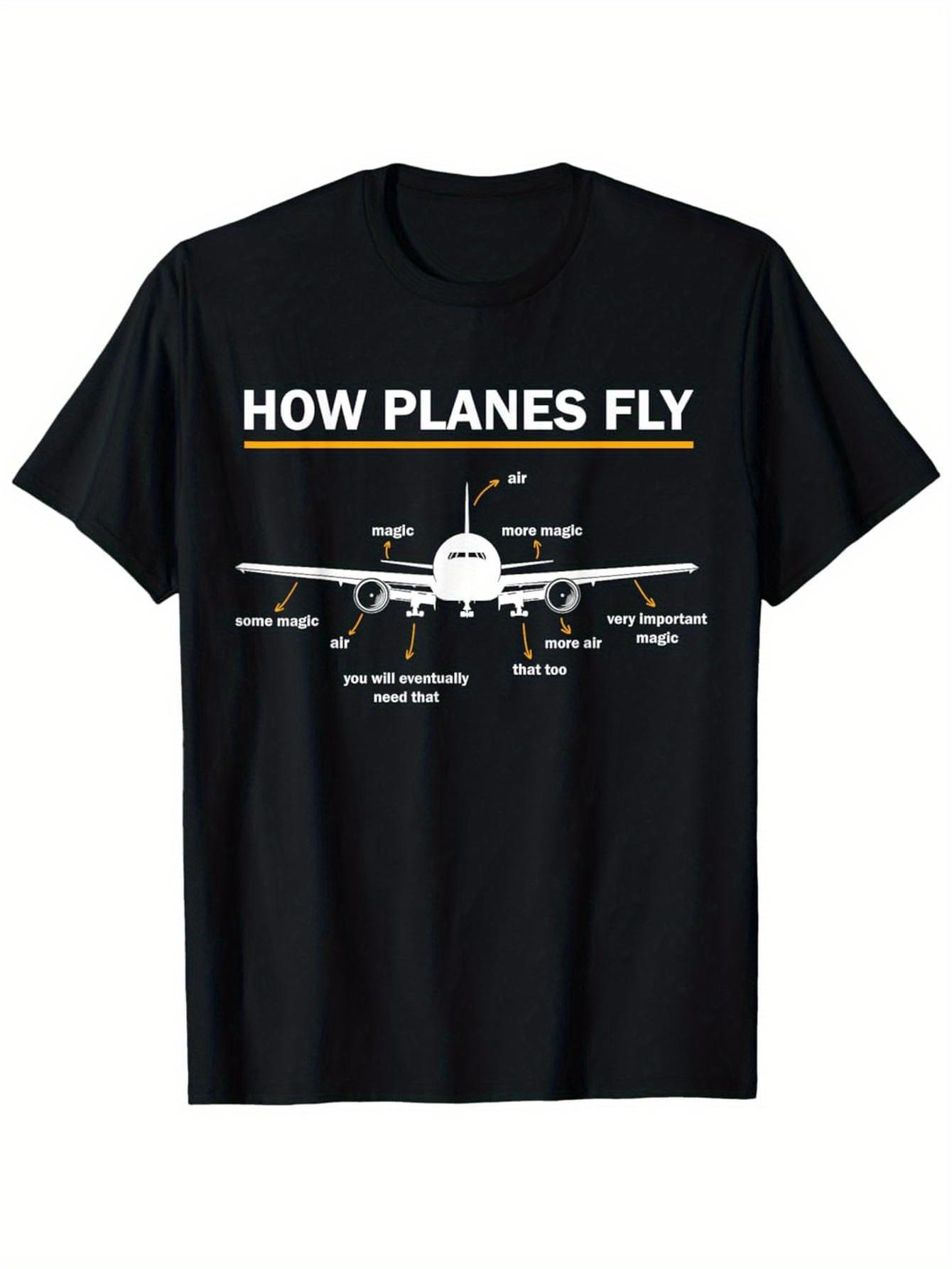 Как летают самолеты Диаграмма Забавный Аэрокосмическая инженерия Авиация  дизайн-100% хлопок Круглый вырез Короткий рукав Печатная мужская футболка. 3XL