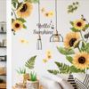 Sunflower Wall Sticker Glass Decorative Sticker Living Room Bedroom Floral Decor