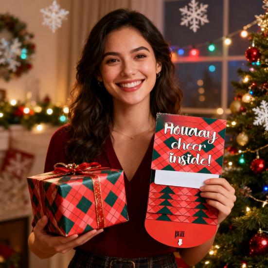 Christmas Gift Card Holder Book Handmade Waterfall Holiday Gift Card Sleeve Booklet DIY Christmas