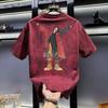 Cotton Round Neck Trendy Tops, Fashionable and Versatile Men's T-shirts, Loose Printed Short Sleeves for Couples