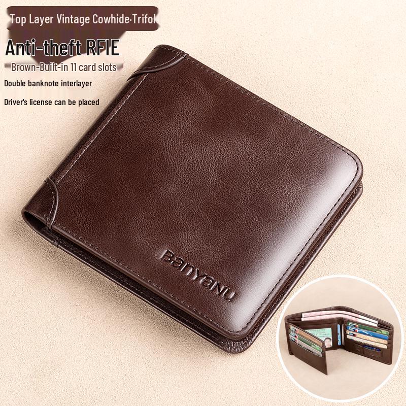 Herren 2025 Neuer Stil Rindsleder Geldbörse mit Geldklammer und Führerscheinfach