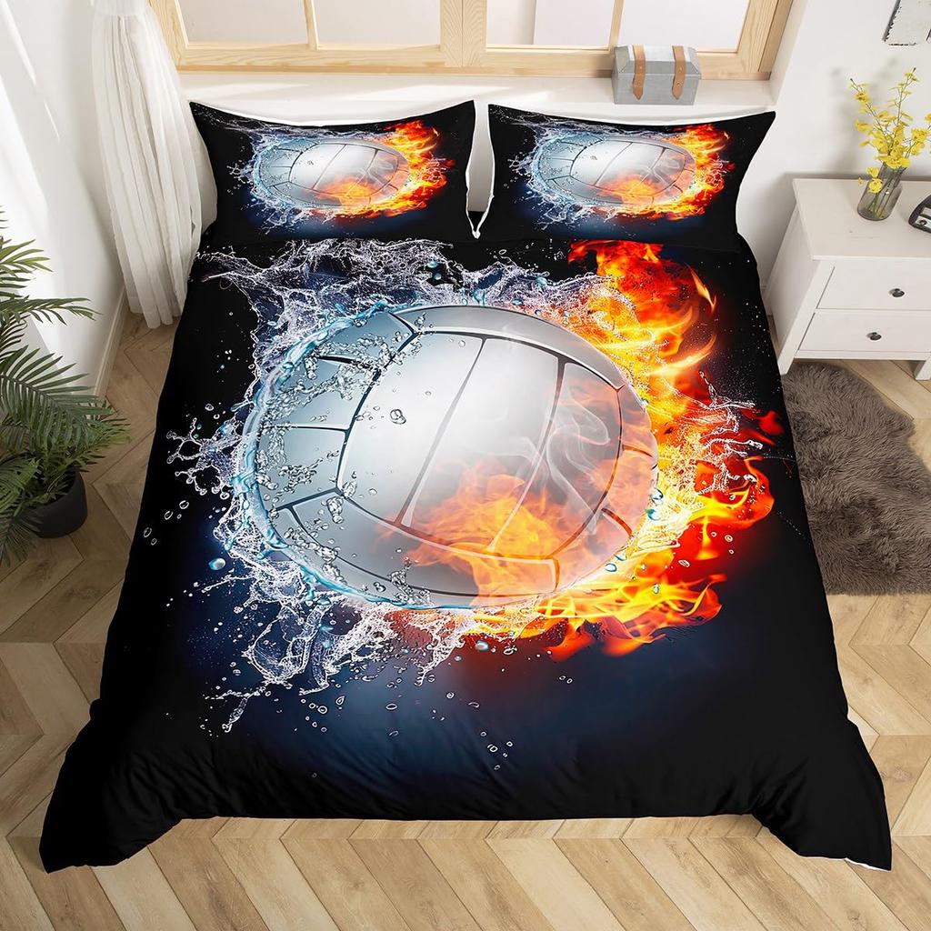 Volleyball Sport Bedding Set Sports Theme Duvet Cover King Queen Watercolor Volleyball Comforter Cover Ball Game Quilt Cover