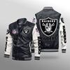 Thickened NFL Leather Jacket Printed Large Size Gift Spring and Autumn Thin Men's Bike Jacket Raiders Baseball Uniform