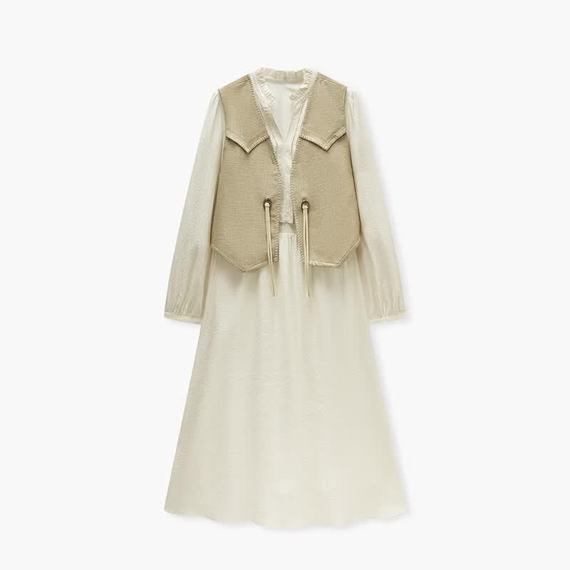 EICHITOO Women's Two-Piece Vest & Long-Sleeve Dress Set