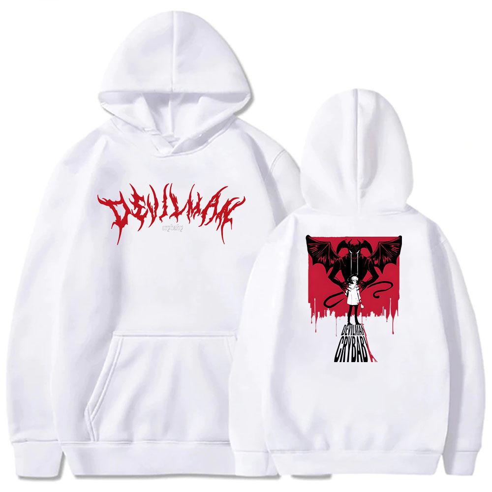 Japanese Anime Devil Print Hoodie Unisex's Cartoon Sweatshirt Unisex's Autumn Long Sleeve Pullover Street Fashion Pullover Long Sleeve