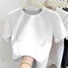 Damen Sommer T-Shirt im koreanischen Stil, schmal geschnitten, gerippt, Raglan, kurzärmelig