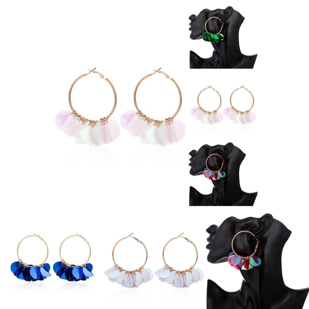 Minimalist Alloy Floral Earrings With Sparkling Sequins For Stylish Outfits