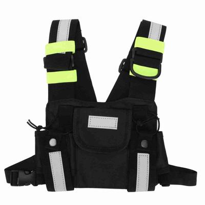 Radio Chest Bag Green Reflective Front Pack Pouch Holster Vest for Baofeng Walkie Talkie