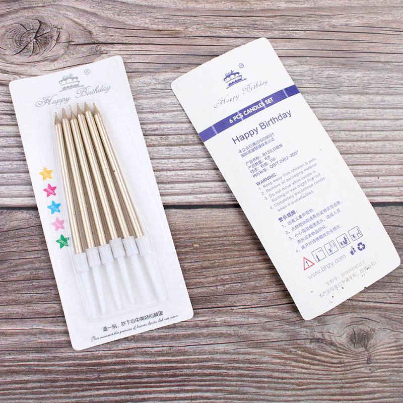 New High-end B13 Gold-plated Pencil Candle Birthday Cake Candle Birthday Candle Golden Champagne Color Candle