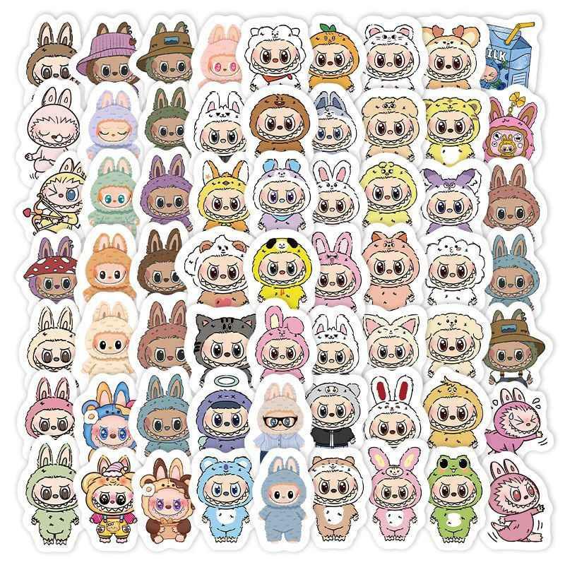 105pcs rabub graffiti stickers cartoon cute labubu guka decorative mobile phone case notebook hand account sticker
