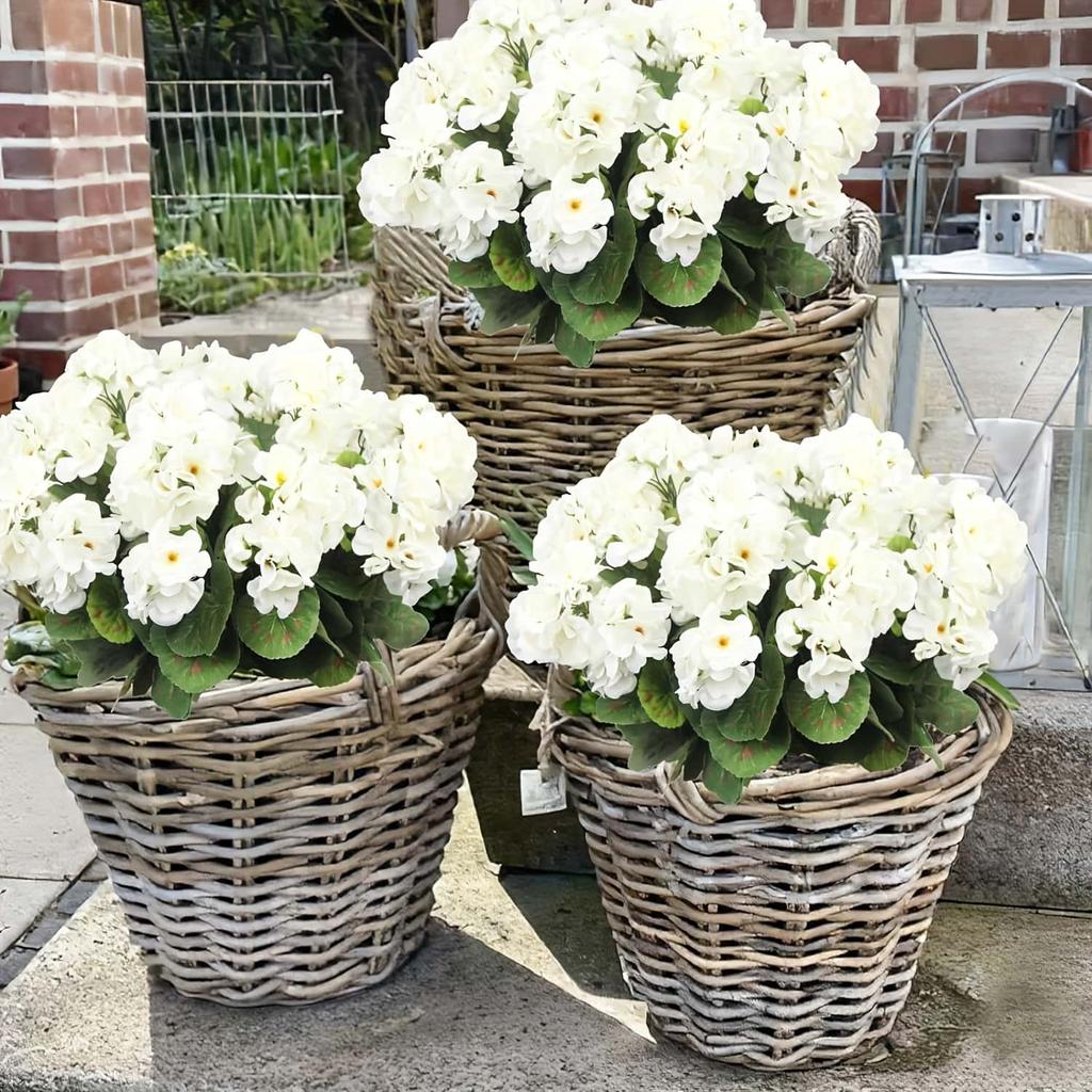 2/5pcs Realistic Artificial  Geraniums - Vibrant Floral Bouquets with Lush Green Leaves-Plastic Flowers for Indoor/Outdoor Decor