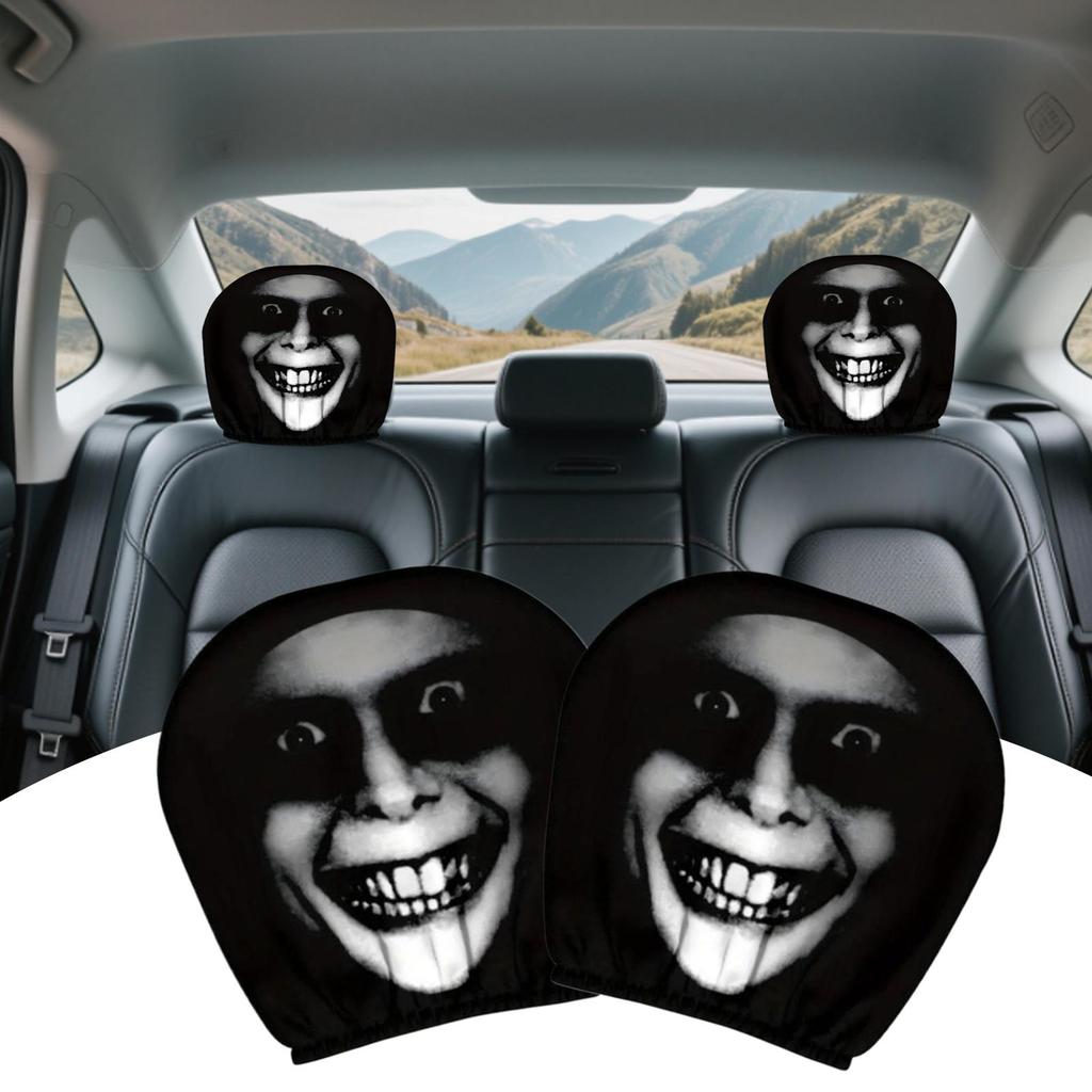 Car Head Rest Covers Set Halloween Elastic Car Seat Headrest Protector Vehicle Accessories Interior Decor For Weekend Road Trip