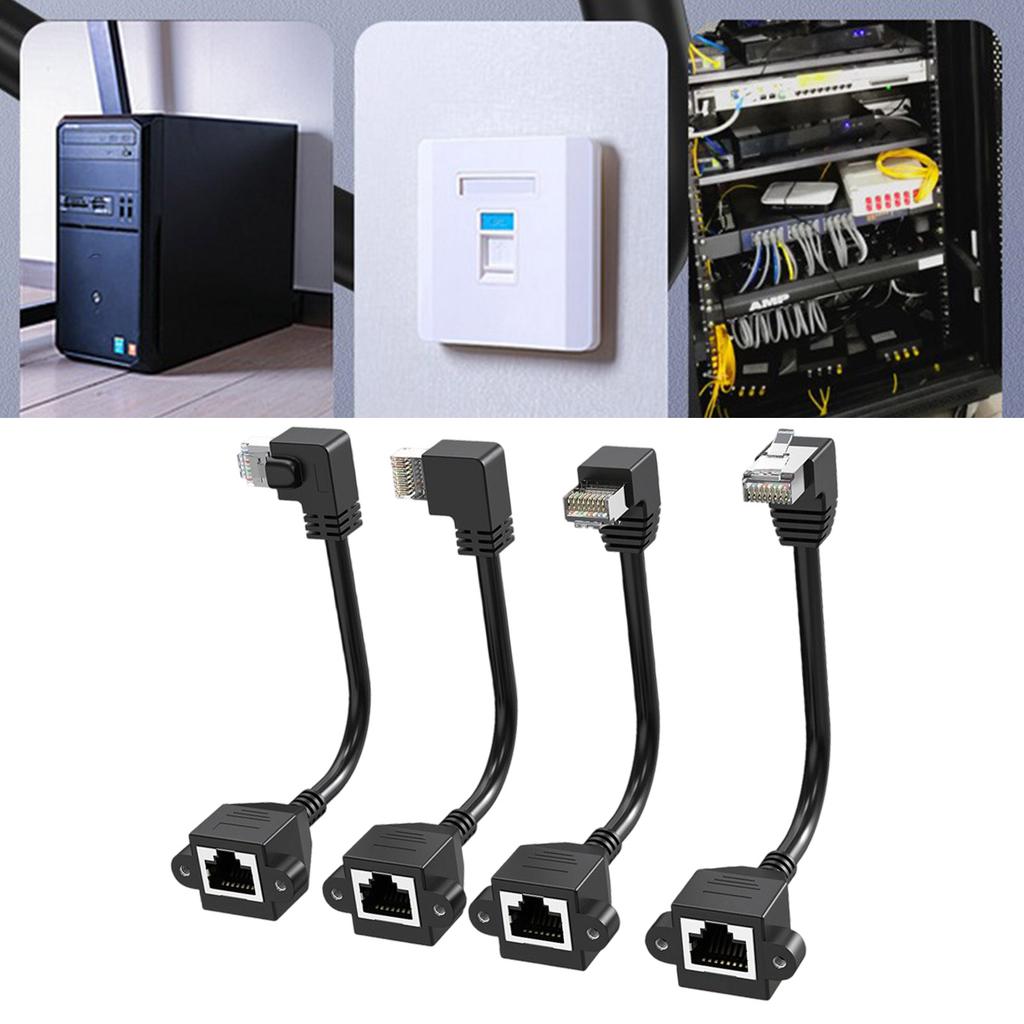 Cat6 Rj45 Extension Cable RJ45 Right Angle Adapter Shielded Connectors for Cat5e Cat5 Networks