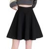 Black High-Waisted Wool Pleated A-Line Short Skirt for Women - Slim-Fit Spring/Autumn 2026 Collection