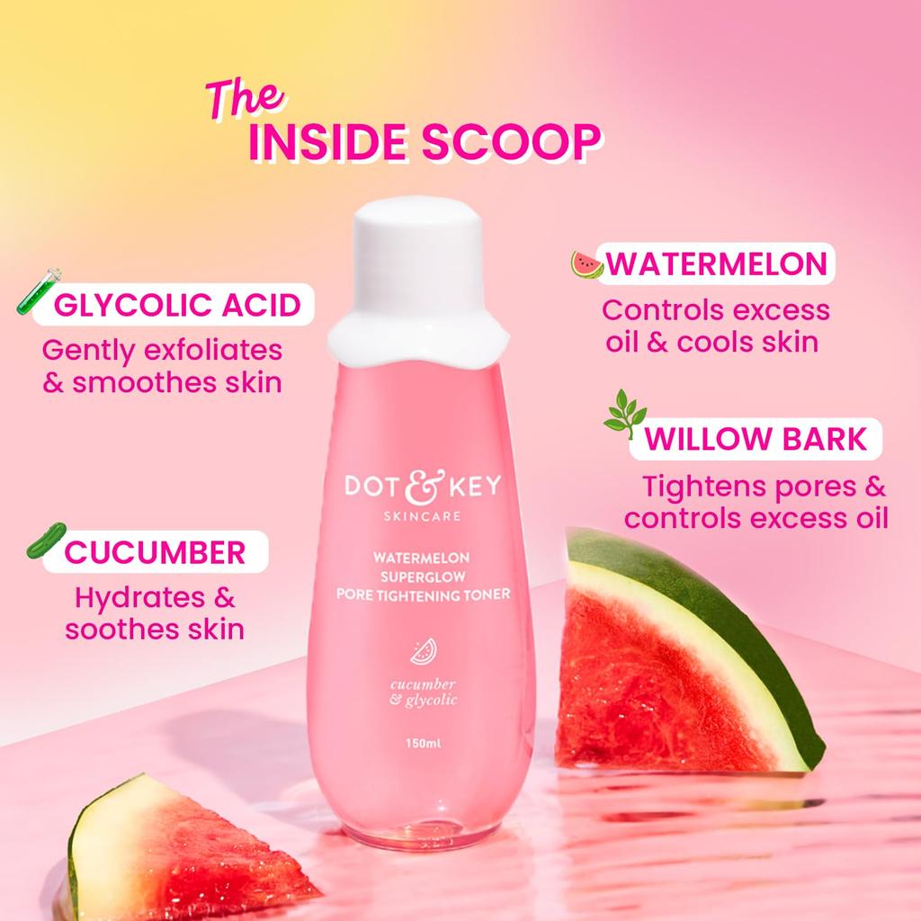 Dot & Key Watermelon CTM Skincare Kit With Cleanser  Toner Moisturizer  For Oil Control For Normal Combination Oily Skin