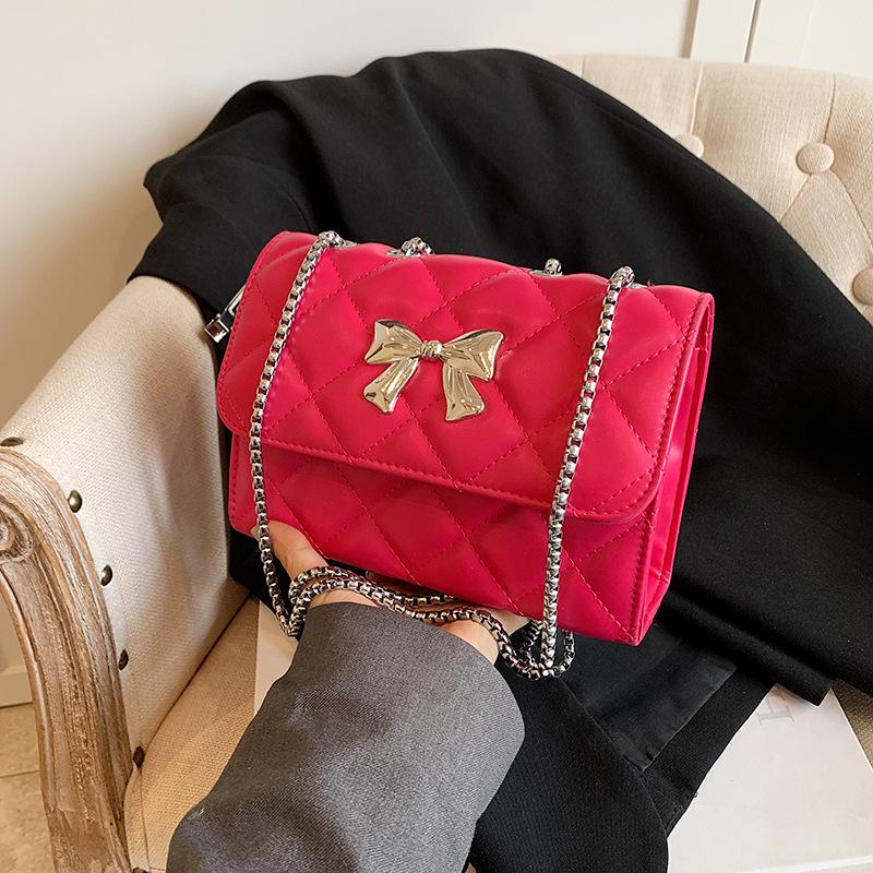 Geantă de umăr nouă la modă în stil parfum mic, în formă de diamant, cu lanț, versiune coreeană, simplă, crossbody, geantă pătrată mică pentru femei