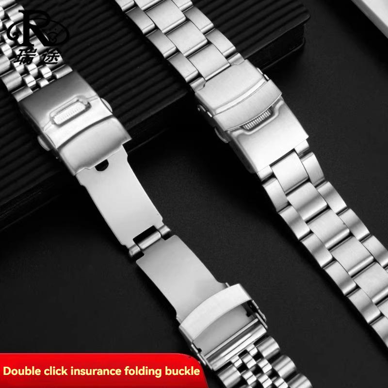 For Seiko No. 5 Stainless Steel Watch Strap SKX007 SKX009 SRP599 Curved End Watchband 20mm 22mm Metal Watch Chain Silver Black