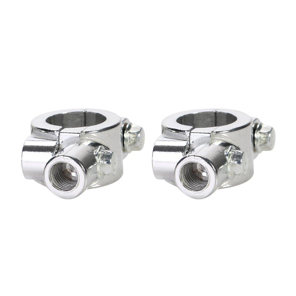 HANSWD Universal Motorcycle Handlebar Mirror Mount 10mm 7/8" Inch Aluminum Clamp (Chrome)