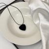 Elegant Heart Pendant Necklace Delicate Charm Necklace Flocking Texture Office Lady Necklace for Casual or Party Wear