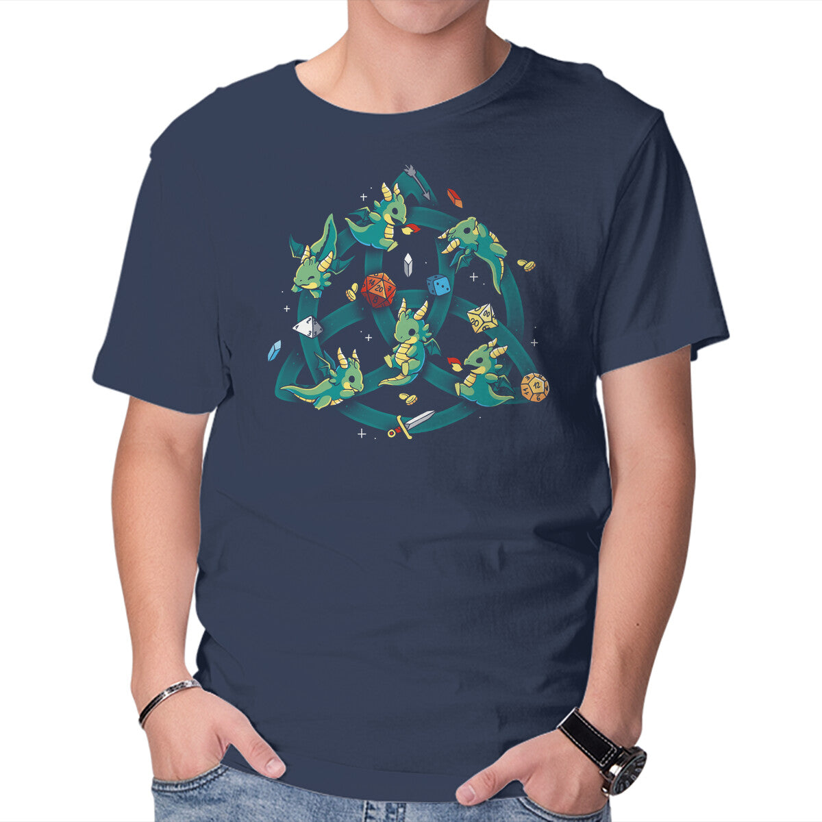 Unisex Crew Neck T-Shirt Celtic Dragon Graphic Short Sleeve Casual Tee XL