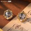 New Original Design European and American Retro Human Head Earrings Metal Earrings Cold Style Earrings French Temperament