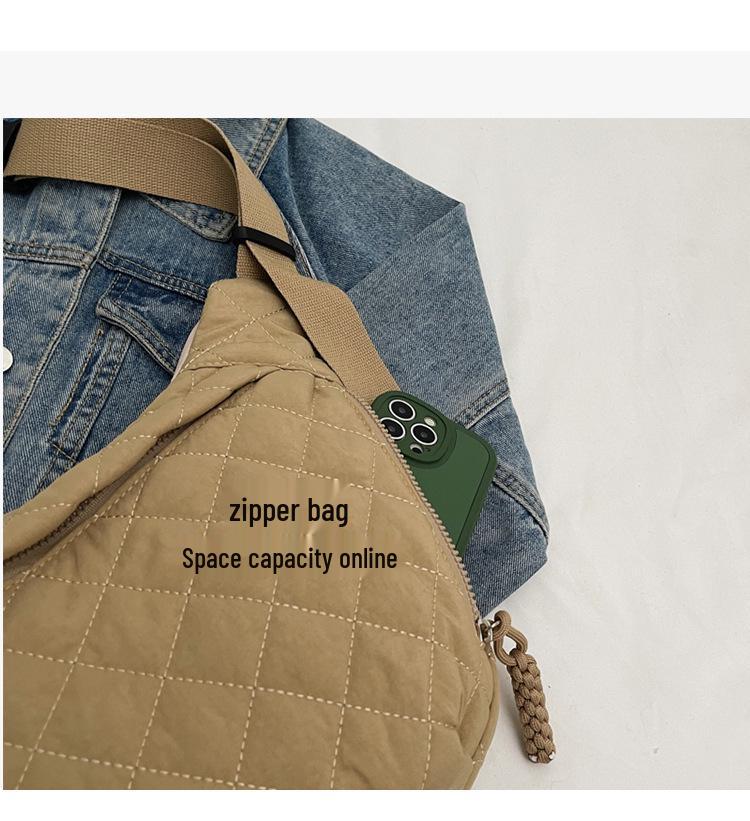 Nylon Diamond Lattice Women's Tote: 2025 Versatile, Large-Capacity, Casual Shoulder & Crossbody Bag