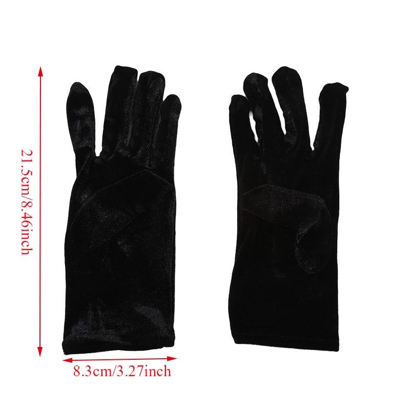 Short Opera Velvet Gloves for Women Flapper Stretchy Wrist Length Banquet Gloves Tea Party Halloween Costume Gloves