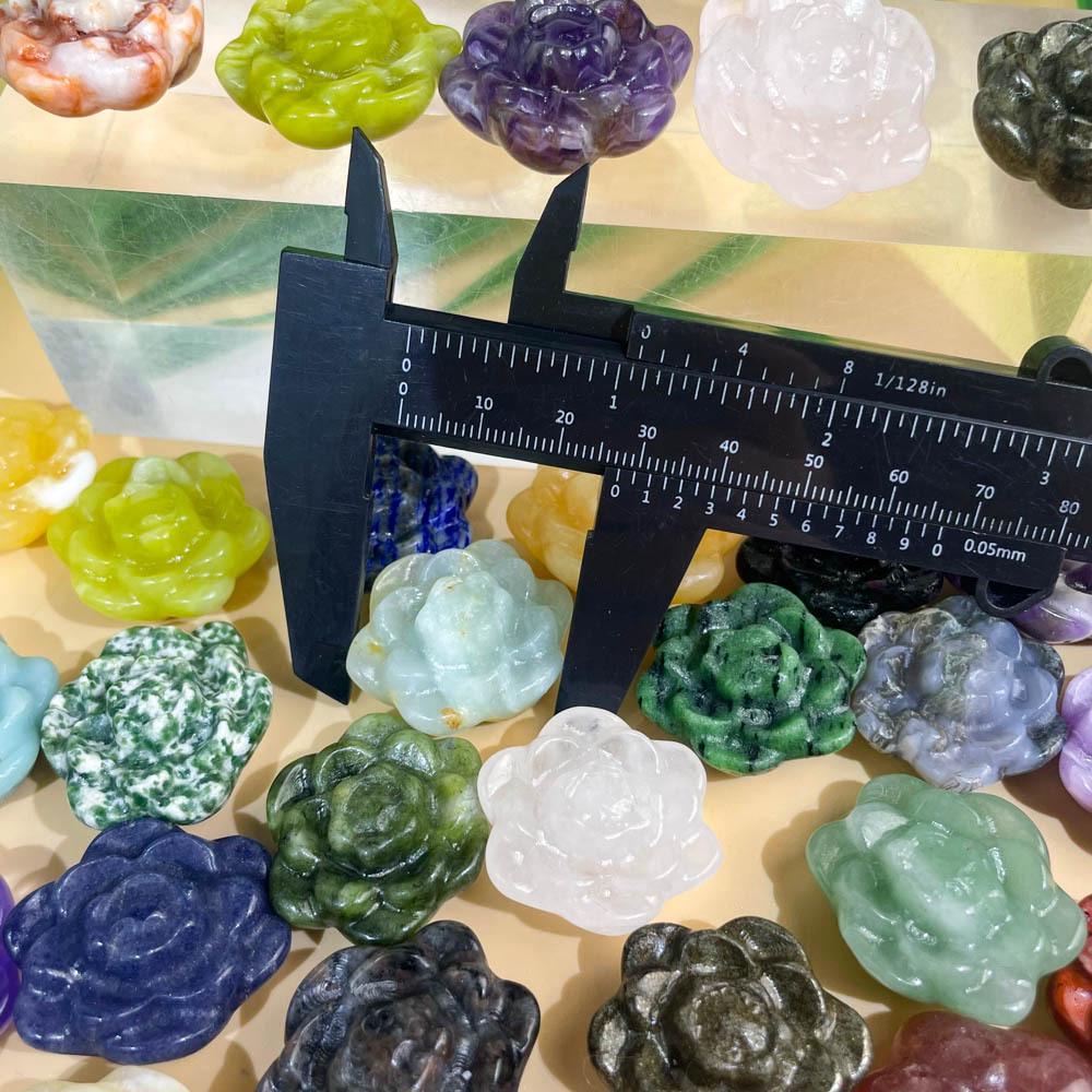 Natural Gemstone Carved Flower Ornaments - Small Drilled Decorative Craft