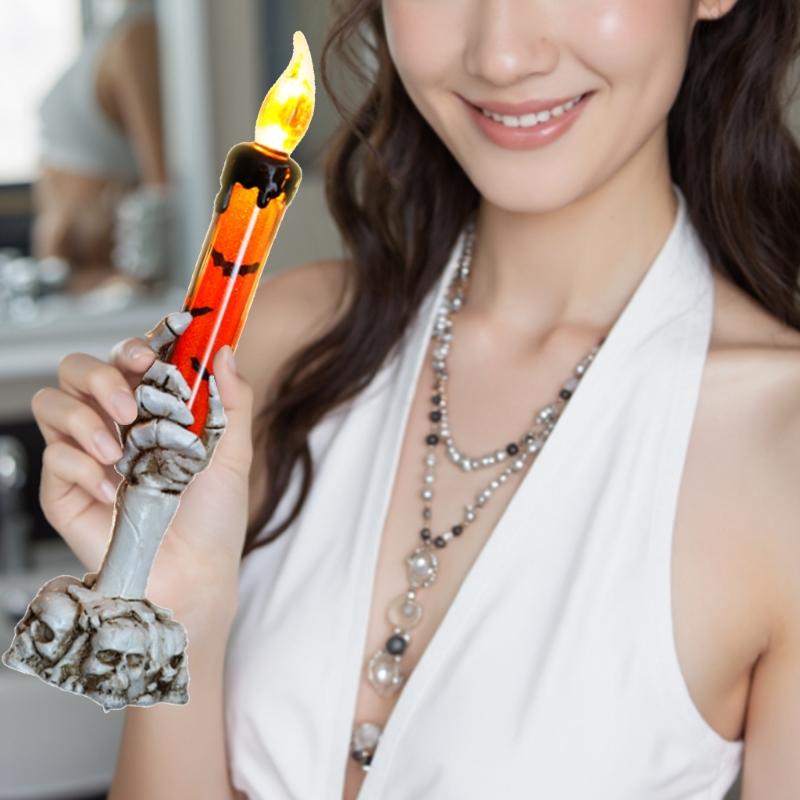 Halloween LED Candle Light Specters Hand Decoration Safe Flameless Design For Scary Party Decors Battery Operated
