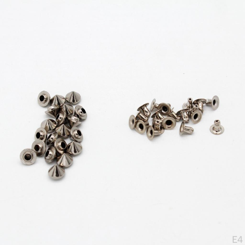 20 nitar Assorted Kit Rund kon Dekorativt 7 mm gör-det-själv-läderhantverksdubbar